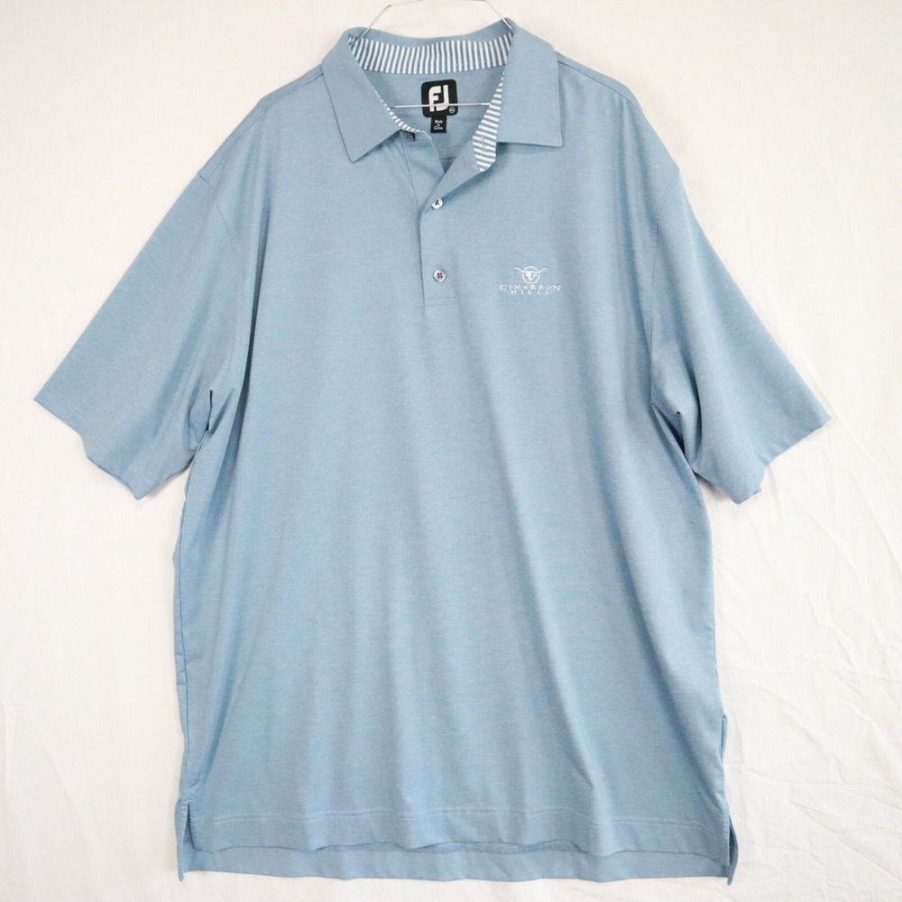FootJoy Polo Shirt Mens 2XL XXL Blue Short Sleeve Cimarron Hills Golf Club